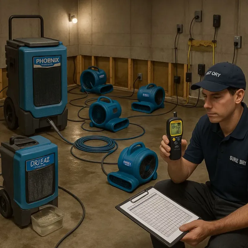 Structural Drying and Dehumidification process in Anaheim, CA